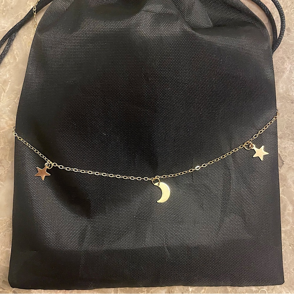 NWOT- Dainty Moon and Star Dangle charm Choker - Gold Plated